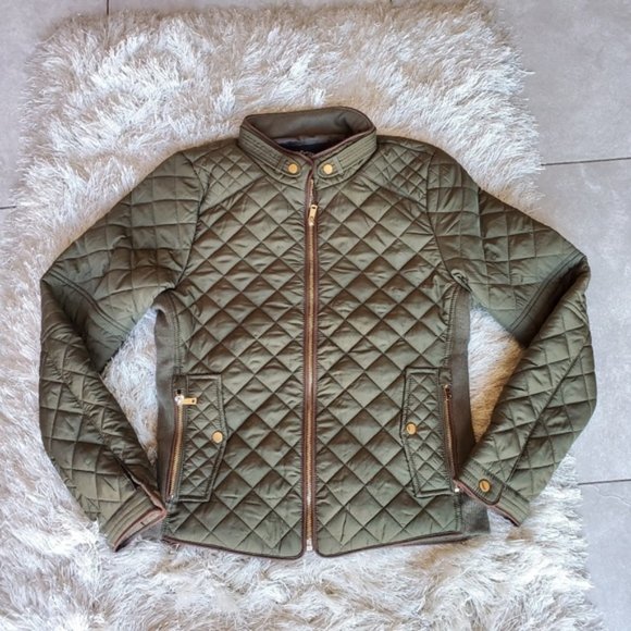 Jackets & Blazers - Women's Green Bomber Jacket Zipped Pockets Small